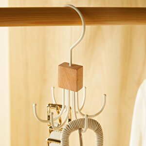 6 Kancalı Mat Beyaz Renk Kauçuk Kaplamalı Metal Çok Amaçlı Askı 14 X 7 Cm