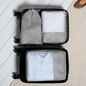 3'lü Gri Renk Bavul İçi Düzenleyici Set