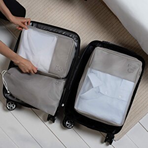 3'lü Gri Renk Bavul İçi Düzenleyici Set