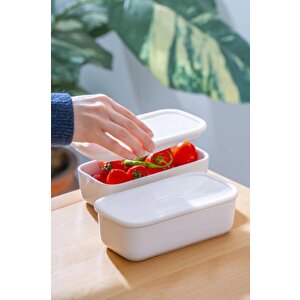 Nora Vakumlu Kapaklı Porselen 2 Li Kase 18 X 9 Cm