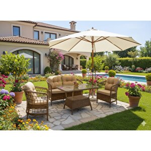 Verona Rattan  4 Kişilik Minderli Lüks Bahçe & Balkon Oturma Grubu