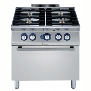 Electrolux Professional Endüstriyel 4 Açık Ateşli Gazlı Kuzine, Her Brulör 5,5 Kw, Gazlı Fırın (6 Kw), Derinlik 730 Mm - 800 Mm E7gcgh4cg0