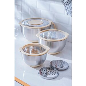 Focus Pro Rendeli 9 Parça Karıştırma Saklama Kabı Krem 08121