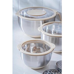 Focus Pro Rendeli 9 Parça Karıştırma Saklama Kabı Krem 08121