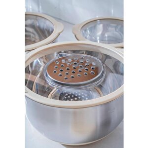 Acar Focus Pro Rendeli 9 Parça Karıştırma Saklama Kabı Krem 08121