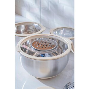 Acar Focus Pro Rendeli 9 Parça Karıştırma Saklama Kabı Krem 08121