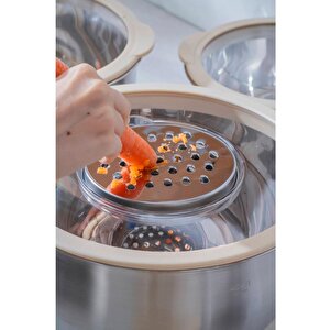 Acar Focus Pro Rendeli 9 Parça Karıştırma Saklama Kabı Krem 08121