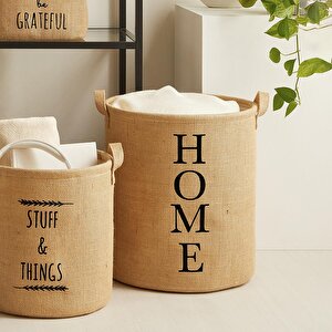 Ağzı Büzgülü Home Jüt Çamaşır Sepeti 36 X 40 Cm