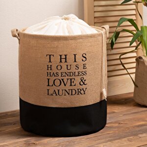 Ağzı Büzgülü Su Geçirmez Tabanlı Jüt Çamaşır Sepeti 36 X 40 Cm