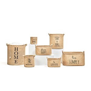 Ağzı Büzgülü Su Geçirmez Tabanlı Jüt Çamaşır Sepeti 36 X 40 Cm