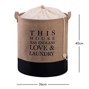 Ağzı Büzgülü Su Geçirmez Tabanlı Jüt Çamaşır Sepeti 36 X 40 Cm