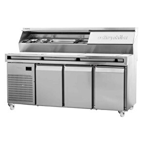 Make Up Pizza Hazırlık Dolabı, 180x80 Cm, Önü Telli