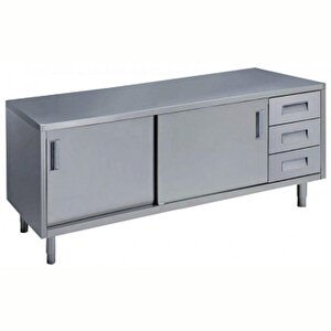 Electrolux Professional Dolaplı Çalışma Tezgahı, Sağda 3'lü Çekmeceli, 2 Kayar Kapılı, 2000mm Mta2000dxpn