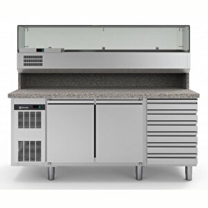 Electrolux Professional Endüstriyel Pizza Hazırlık Tezgahı, Garnitürlüklü, 2 Kapılı Ve 6 Çekmeceli, 0+10°c, Aısı 304 Rcsh2d6w