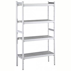 Electrolux Professional Düz Etejer Seti, Aluminyum Ayaklı, 4 Raflı, Her Raf Demonte Polietilen Tabletlerden Oluşur, Tabletler Bulaşık Makinesinde Yıkanabilir - 475x1606 Mm, H=1700 Mm Bls1606