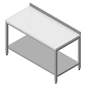 Çalışma Tezgahı Polietilen Tablalı Taban Raflı 140x60 Cm