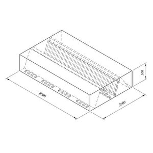 Kutu Tipi Çift Cidarlı Filtreli Orta Tip Davlumbaz, 600x200 Cm