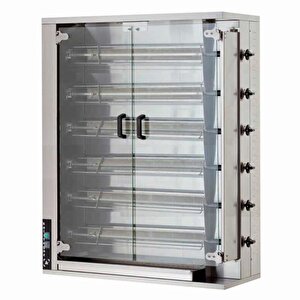 Elektrikli Piliç Çevirme Makinesi, 6 Şiş, 24-30 Piliç Kapasitesi