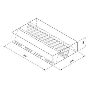 Kutu Tipi Çift Cidarlı Filtreli Orta Tip Davlumbaz, 600x250 Cm