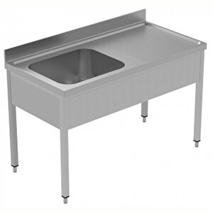 Electrolux Professional Tek Evyeli Tezgah, Evyesi 600x500 Mm, Damlalığı Sağda, Taban Raflı - 1400 Mm, Plus Lsglg1416d