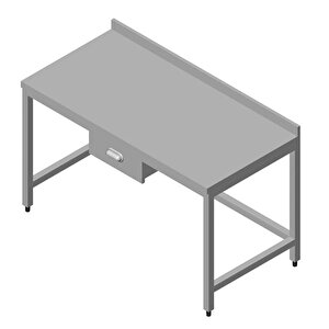 Çalışma Tezgahı Taban Rafsız Tek Çekmeceli Sırtlı 140x70 Cm