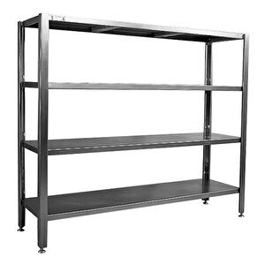 İstif Rafı Düz Tabla Paslanmaz 4 Katlı 61x183x183 Cm