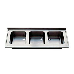 Tablalı Evye, Üç Göz Damlalıksız, 40*40*25 Gözlü, 160x60 Cm