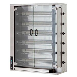 Gazlı Piliç Çevirme Makinesi, 6 Şiş, 24-30 Piliç Kapasitesi