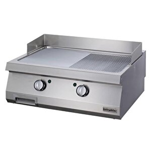 Elektrikli Grill Plate, Yarı Oluklu, 80x70x30 Cm Krom Kaplı, Oge 8070 1/2 N C