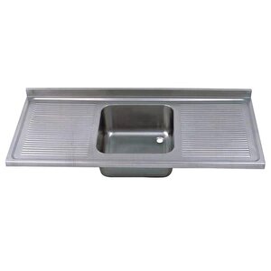 Tablalı Evye, Tek Goz Çift Damlalıklı, 50*50*30 Gözlü, 160x70 Cm