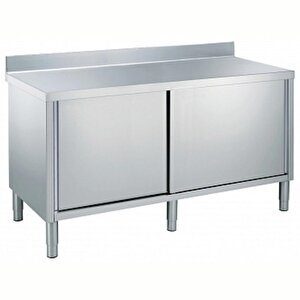 Electrolux Professional Dolaplı Çalışma Tezgahı, 1 Ara Raflı, 2 Kayar Kapılı, 100 Mm Sırtlı, (6 Ayaklı) - 1800 Mm Tn1810en