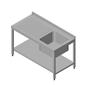 Evyeli Tezgah 1g/1d Sol 3 Perdeli Taban Raflı 140x70 Cm