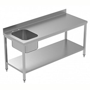 Electrolux Professional Özel Şef Çalışma Tezgahı, Tek Evyeli (solda), 100 Mm Sırtlı, Taban Raflı - 1800 Mm, Plus Lsgtl1810s