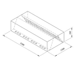 Kutu Tipi Çift Cidarlı Filtreli Duvar Tipi Davlumbaz, 350x120 Cm