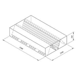 Kutu Tipi Çift Cidarlı Filtreli Orta Tip Davlumbaz, 550x250 Cm