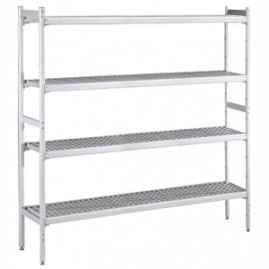 Electrolux Professional Düz Etejer Seti, Aluminyum Ayaklı, 4 Raflı, Her Raf Demonte Polietilen Tabletlerden Oluşur, Tabletler Bulaşık Makinesinde Yıkanabilir - 475x2935 Mm, H=1700 Mm Bls2935