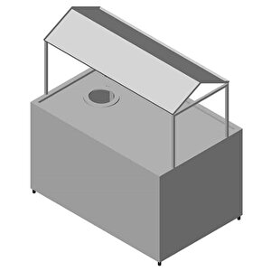 Bulaşık Alma Tezgahı, Sıyırma Hunili, Kasa Raflı, 140x110 Cm