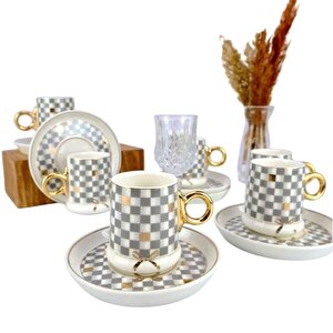 Mxg-22-0125 Gri Almond 6lı Porselen Kahve Fincan Takımı