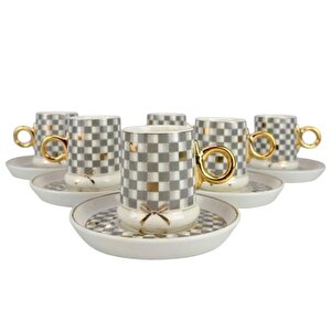 Mxg-22-0125 Gri Almond 6lı Porselen Kahve Fincan Takımı