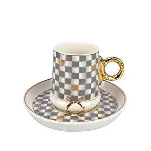 Mxg-22-0125 Gri Almond 6lı Porselen Kahve Fincan Takımı