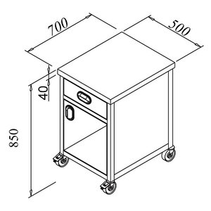 Döner Ocağı Alt Arabası 50x70 Cm