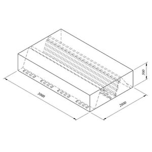Kutu Tipi Çift Cidarlı Filtreli Orta Tip Davlumbaz, 300x200 Cm