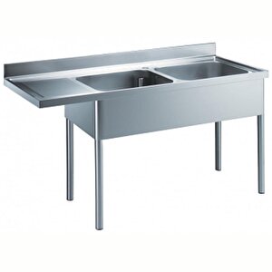 Electrolux Professional 2 Evyeli Tezgah, Evyeleri 500x500x290 Mm, Damlalık Solda - 1800 Mm Lr2sspep