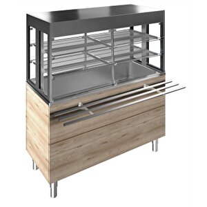 Electrolux Professional Soğutmalı Paslanmaz Çelik Teşhir Ünitesi, Nötr Alt Dolaplı (4 Gn Tepsi Kapasiteli), Led Aydınlatmalı Servis Rafı Ve Müşteri Tarafında Paslanmaz Çelik Tepsi Kaydırma, Tekerlekli, Y=900 Mm F19c4af00w