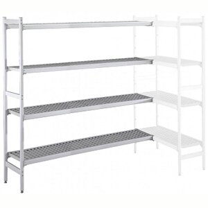 Electrolux Professional Köşe Tip Etejer, Düz Etejere Monte Edilir, 4 Raflı, Her Raf Demonte Polietilen Tabletlerden Oluşur Ve Bulaşık Makinesinde Yıkanabilirler, Aluminyum Ayaklı - 475x2907 Mm, H=1700 Mm Cls2903