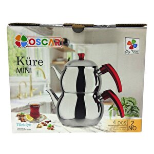 Yonca Oscar Küre Mini Boy Çelik Çaydanlık Kırmızı