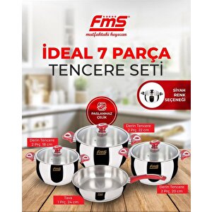 Fms 6001 Siyah İdeal 7 Parça Çelik Tencere Seti