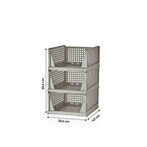 Mithra Life 3 Lü Kayar Raf Organizer – Bej Rengi Dolap İçi Kıyafet, Aksesuar Düzenleyici Mit1259