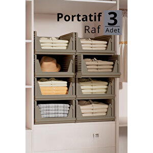 Mithra Life 3 Lü Kayar Raf Organizer – Bej Rengi Dolap İçi Kıyafet, Aksesuar Düzenleyici Mit1259
