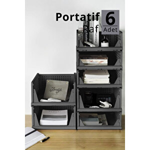 Mithra Life 6 Lı Kayar Raf Organizer – Gri Dolap İçi Kıyafet, Aksesuar Düzenleyici Mit1264